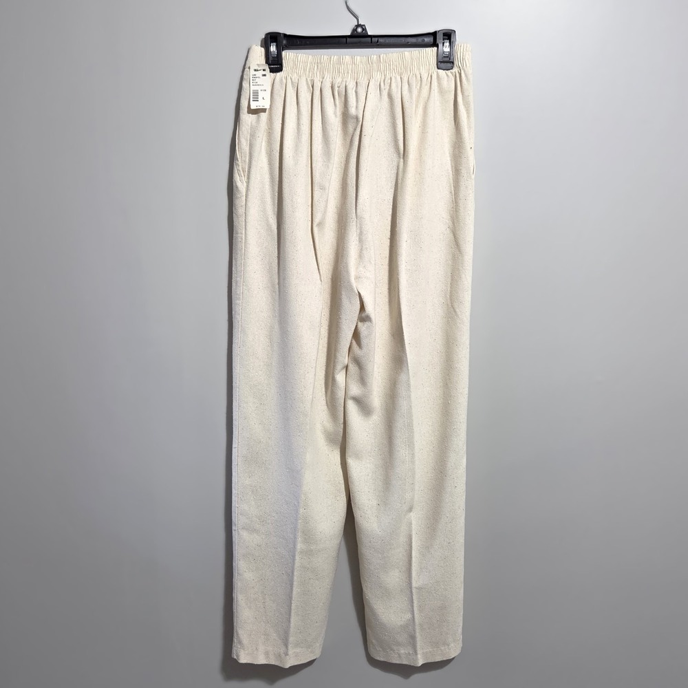 Lim's Women's Natural Pants Size L 100% Silk Quiet Luxury Old Money